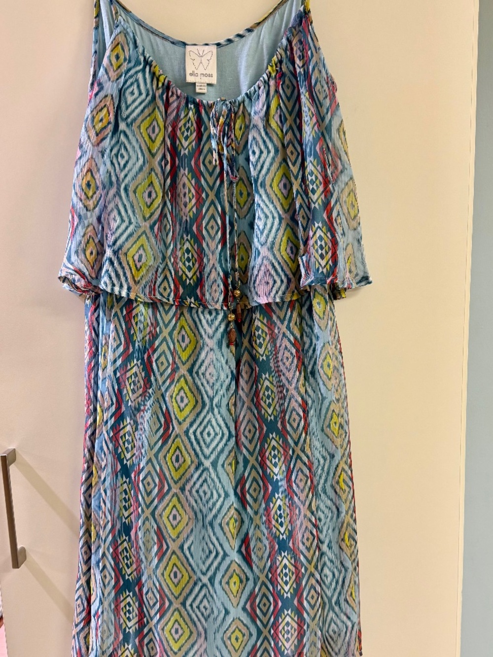 Ella Moss Silk Ikat Tiered Flutter Dress S